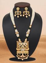   Traditional Wear  Green Color Meena Work Matte Gold Rajwadi Temple Necklace Set